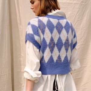 Free People Through the Motions Blue Sweater Vest Size L, Only Worn Once